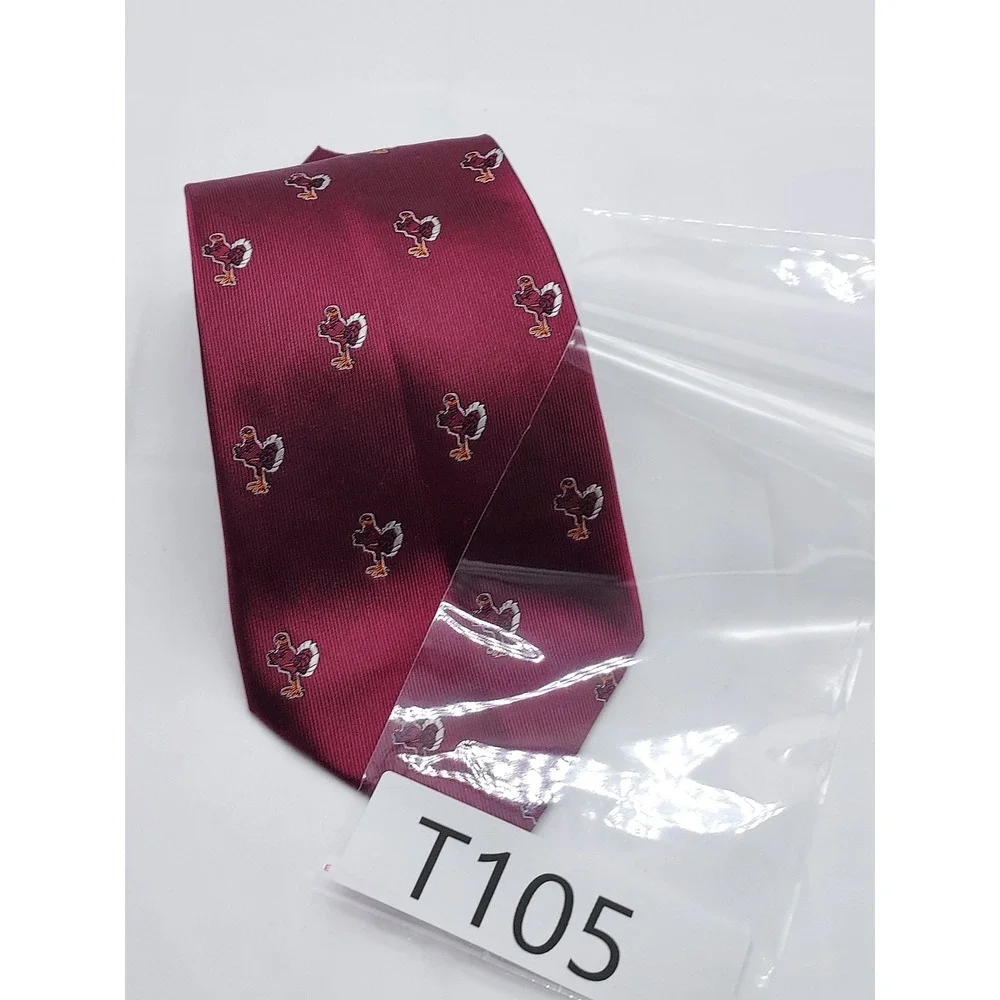Rivetz of Boston Mens Silk Tie Burgundy Turkey Thanksgiving Holiday Hand Made
